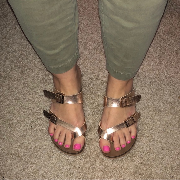 mad love rose gold sandals